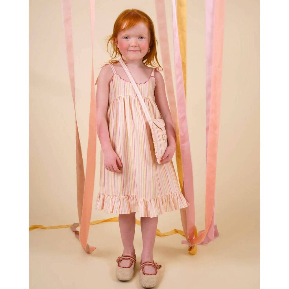 NEW EARLY SUNDAY girl's alena dress in pink strips print